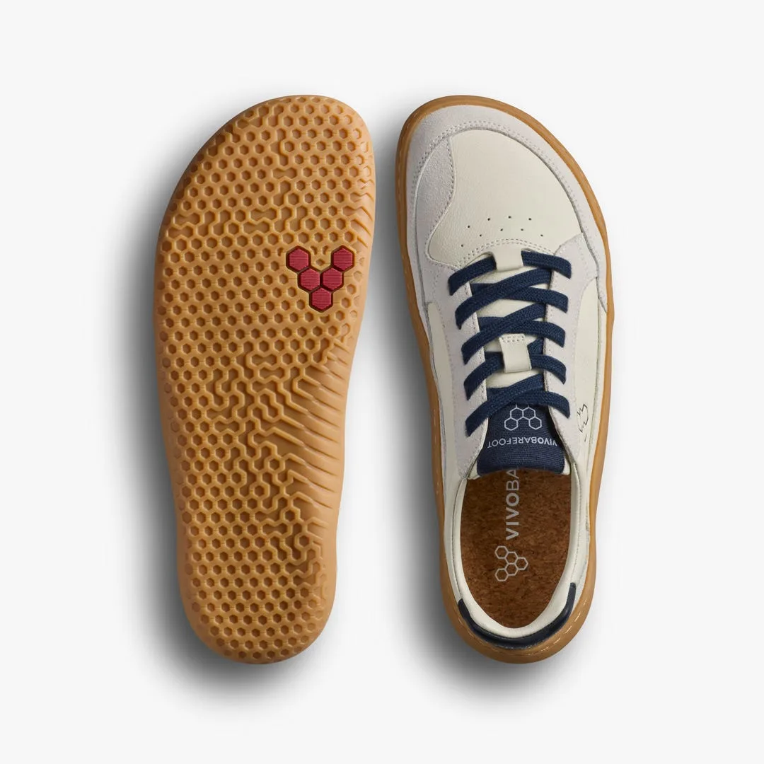 Кроссовки Vivobarefoot Gobi III Sneaker Leather — женская модель, светло-бежевый с морским синим, фото 2