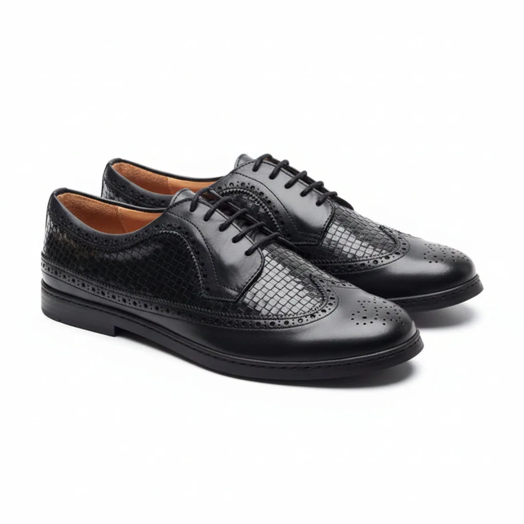 Мужские туфли ZAQQ BRIQ Brogue Tresse Black (чёрный цвет) — фото 1 из 17